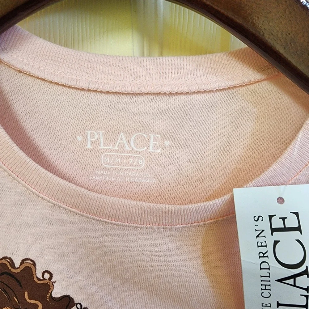 Girls The Childrens Place Graphic Size 7/8 Long Sleave Pink TEES LOT OF 2  NEW